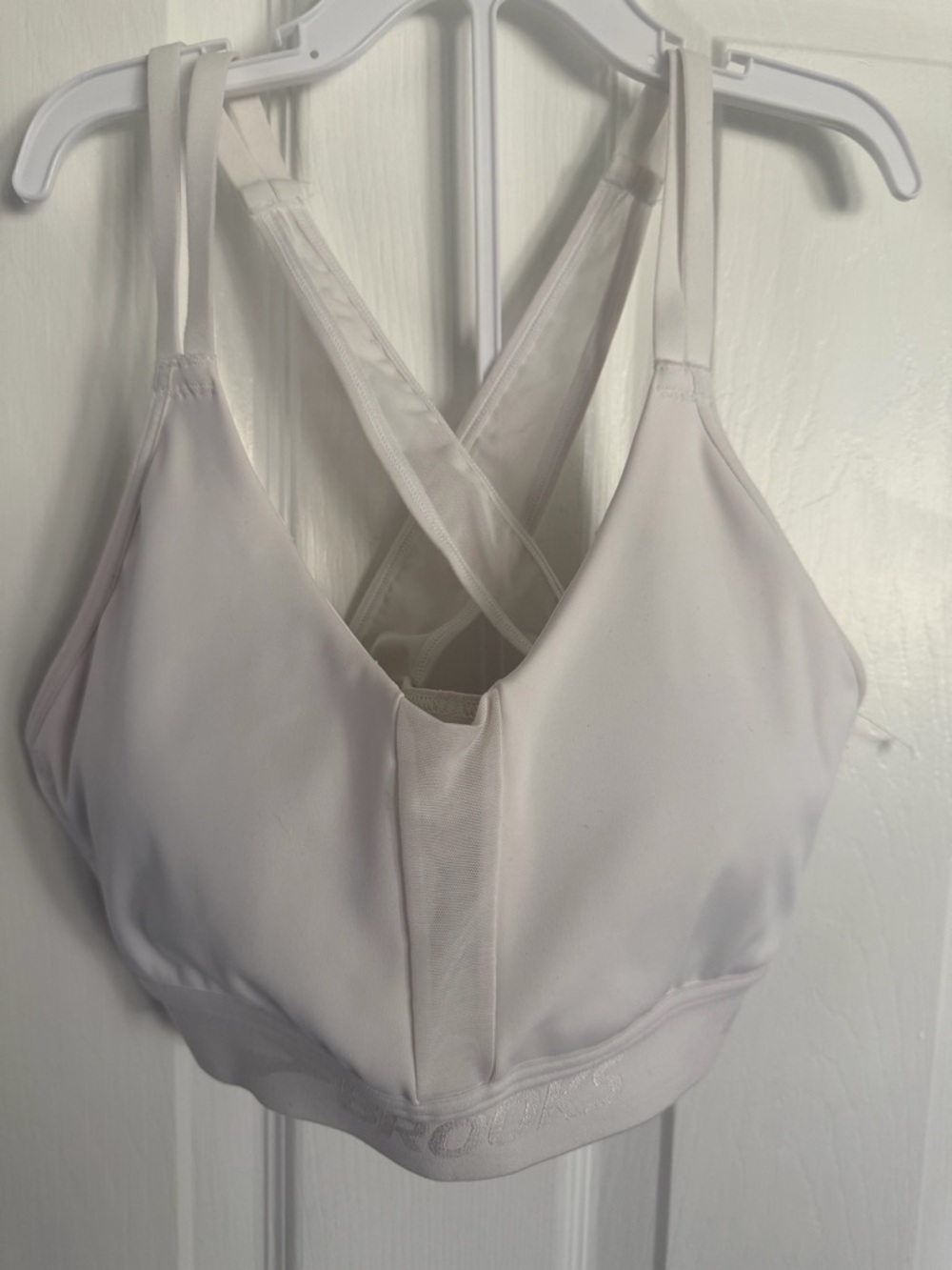 Brooks White Crossback Padded Sports Bra